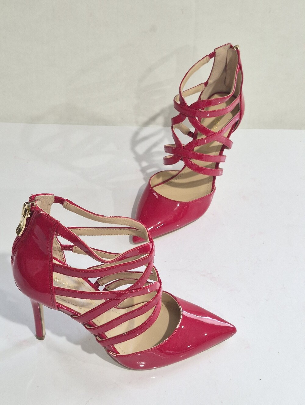 BCBGeneration Red Strappy Patent Pointed-Toe Heels Size 6M/36